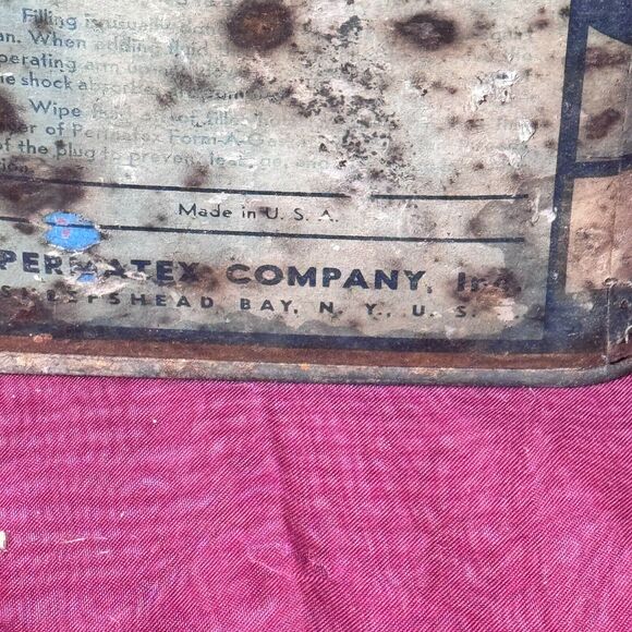 Vintage Metal Permatex Shock Absorber Fluid w/Lid Collectible Gas/Oil Can - Picture 9 of 10